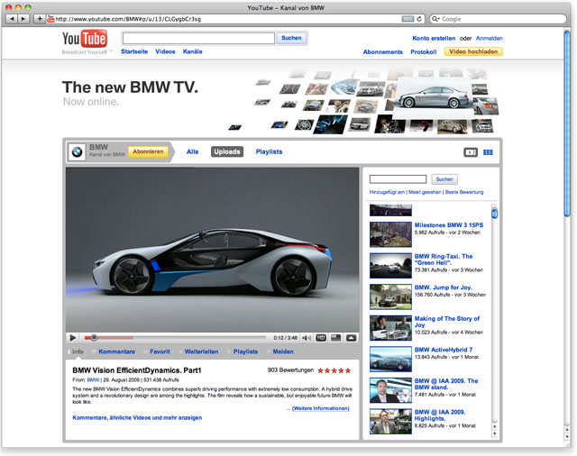 Screenshot BMW YouTube Channel