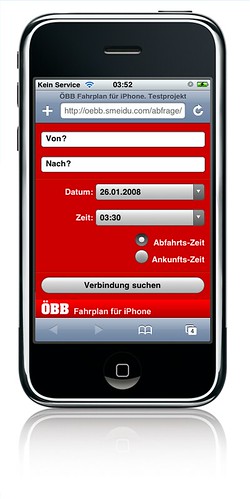 OEBB train schedule interface for iPhone