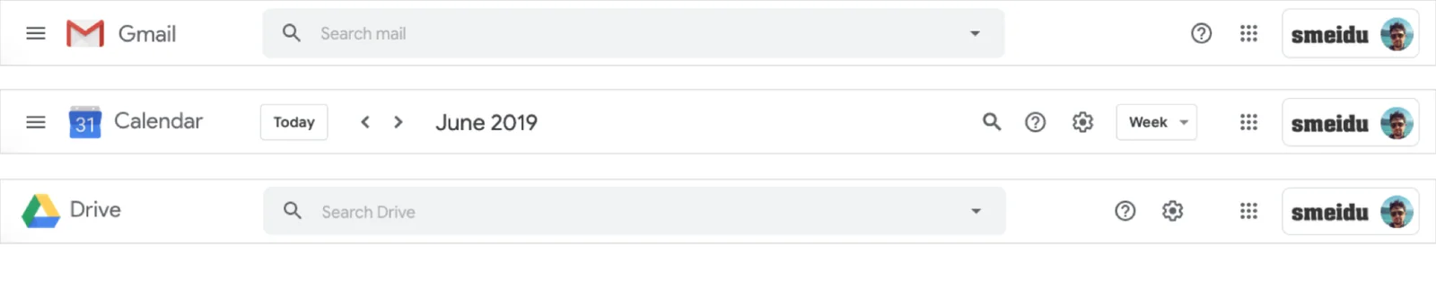 OneGoogle interface component variations