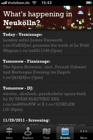 app screenshot events view