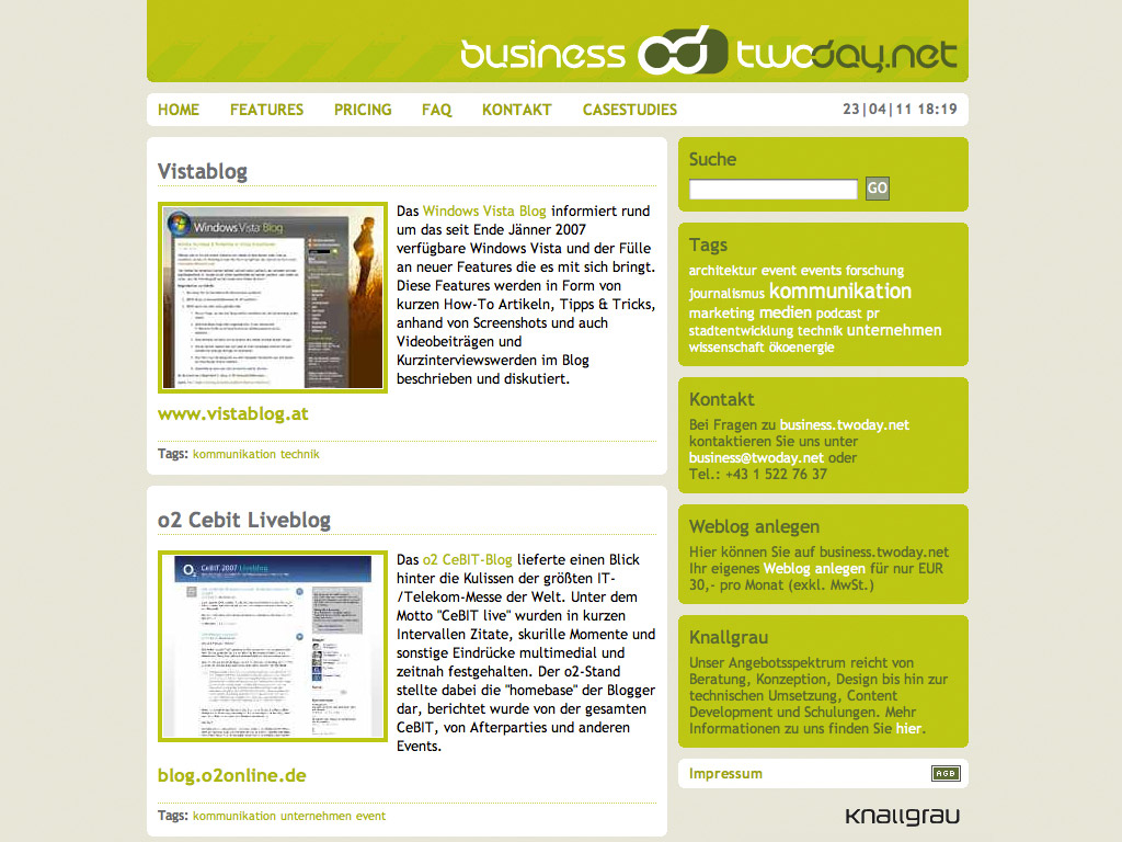 Screenshot Twoday.net Business Platform